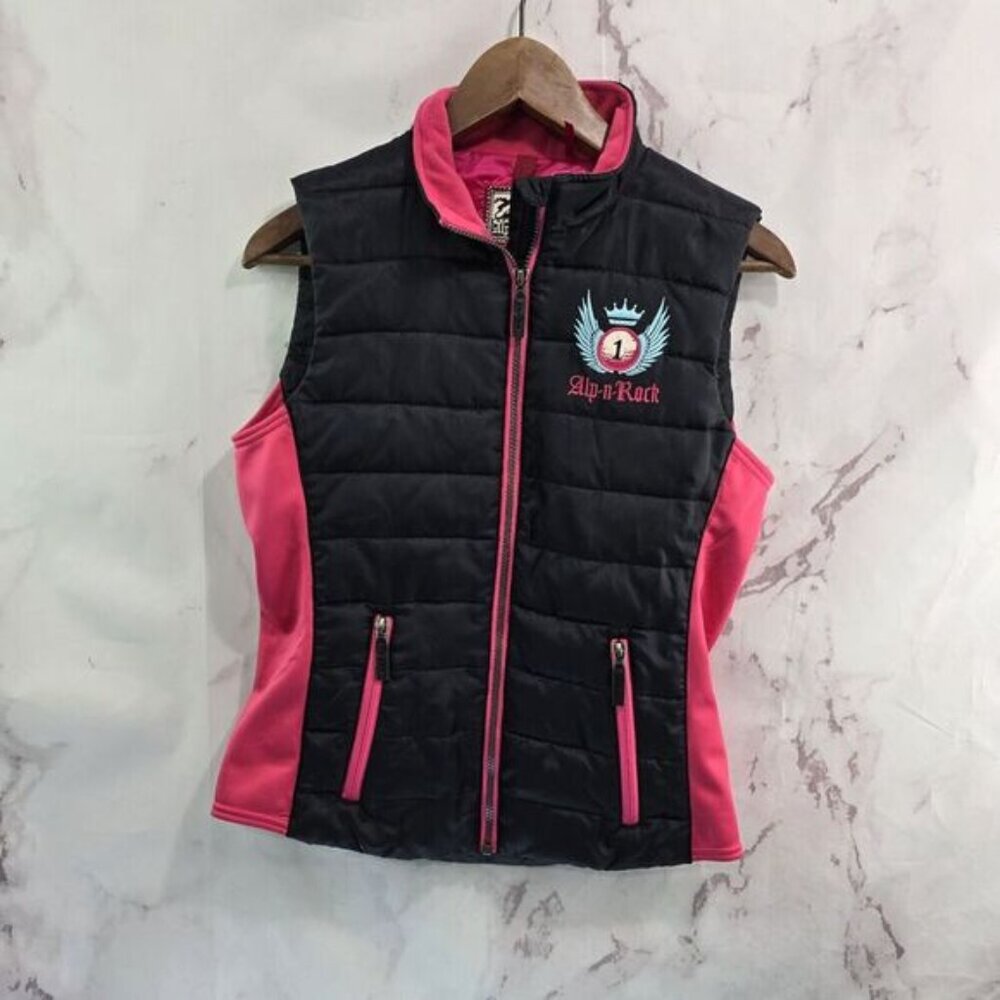 Alp N Rock Vest Womens 2 XS Pink Black Puffer Insulated Synthetic Quilted ANR